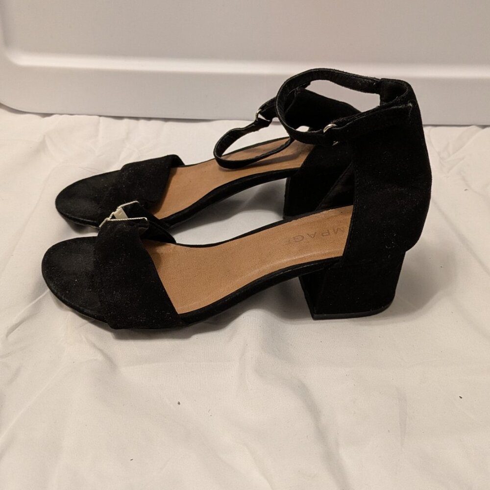 Rampage Black Faux Suede Sandal Block Heel 6.5M